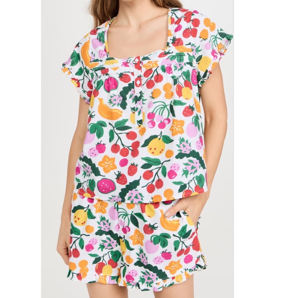 NWT Printfresh Tutti Frutti Pajama Set White Fruit Print Organic Cotton 5X